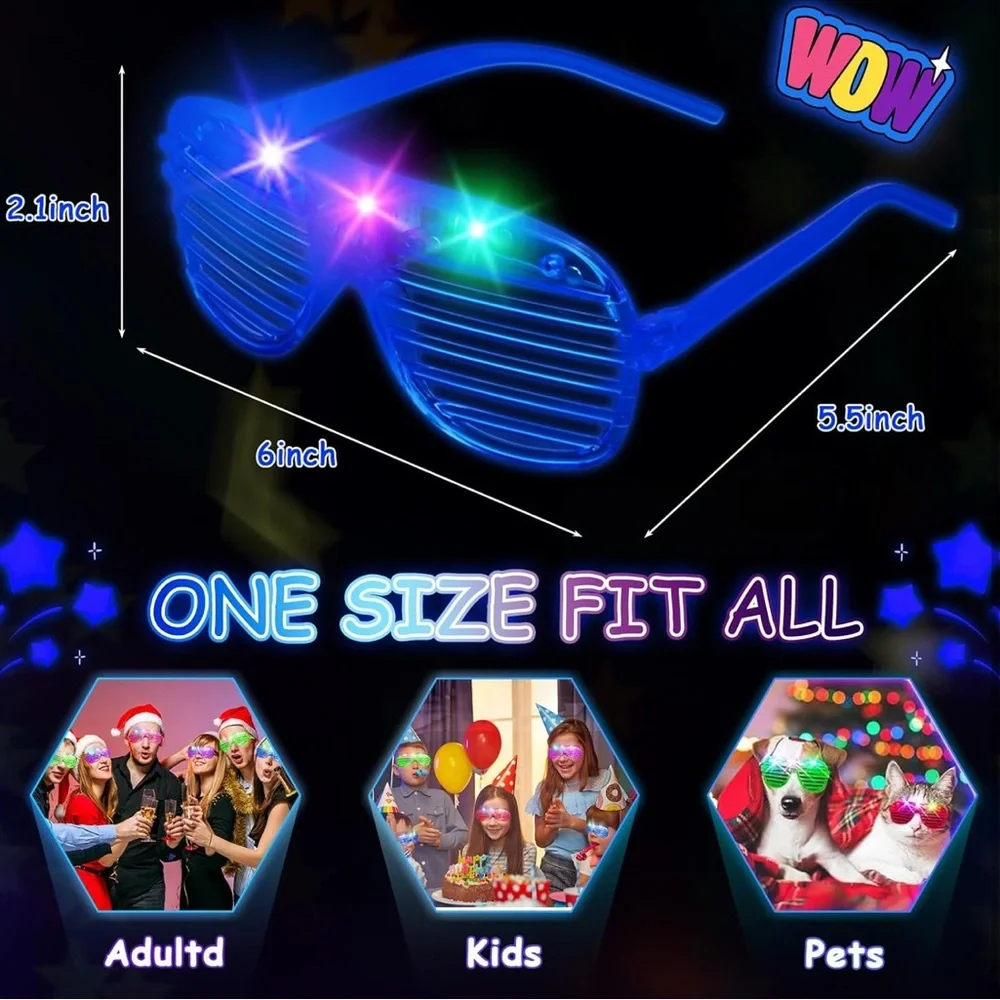 NWT 85pc LED Glasses, 5 Colors‎ Light Up Glasses with 3 Light Modes